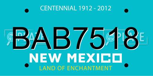 BAB7518 New Mexico License Plate