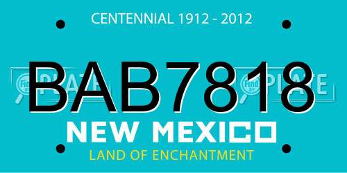 BAB7818 New Mexico License Plate