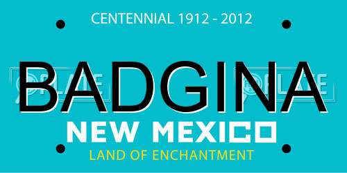 BADGINA New Mexico License Plate