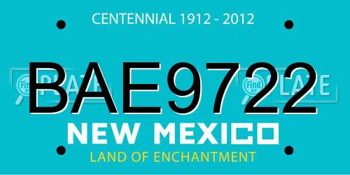 BAE9722 New Mexico License Plate