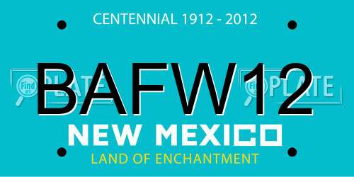 BAFW12 New Mexico License Plate