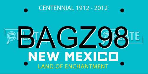 BAGZ98 New Mexico License Plate