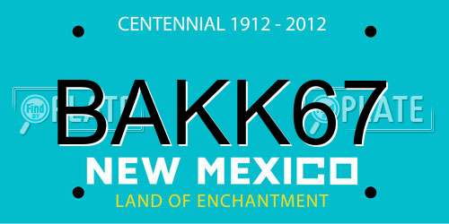 BAKK67 New Mexico License Plate