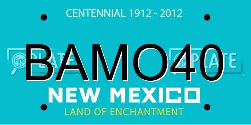 BAMO40 New Mexico License Plate