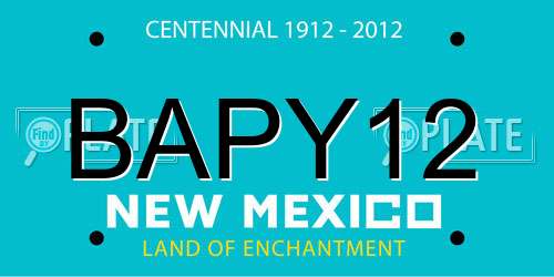 BAPY12 New Mexico License Plate