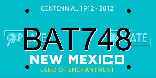 BAT748 New Mexico License Plate
