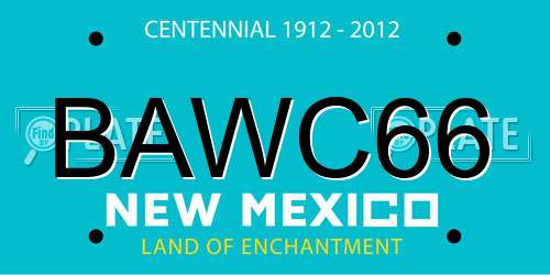 BAWC66 New Mexico License Plate