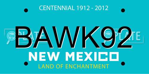 BAWK92 New Mexico License Plate