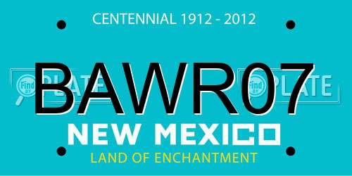 BAWR07 New Mexico License Plate