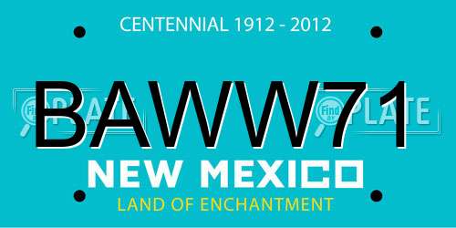 BAWW71 New Mexico License Plate
