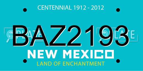BAZ2193 New Mexico License Plate