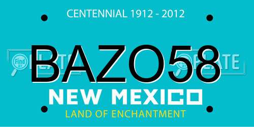 BAZO58 New Mexico License Plate