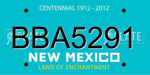 BBA5291 New Mexico License Plate