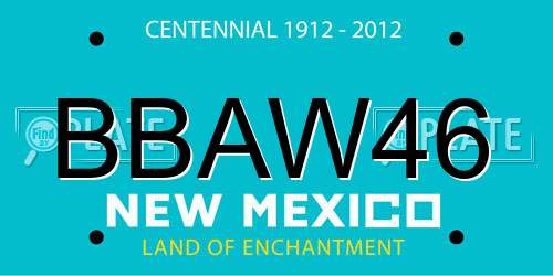 BBAW46 New Mexico License Plate