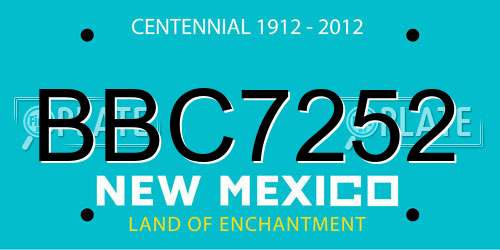 BBC7252 New Mexico License Plate