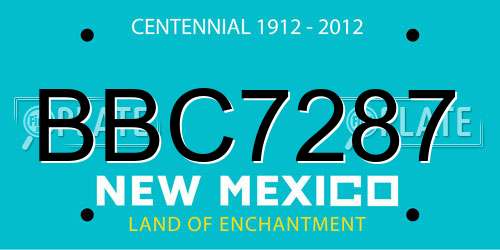 BBC7287 New Mexico License Plate