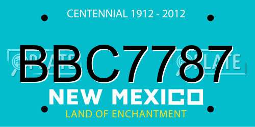 BBC7787 New Mexico License Plate