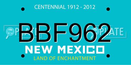 BBF962 New Mexico License Plate