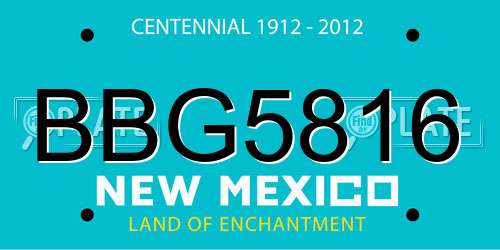 BBG5816 New Mexico License Plate