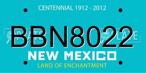 BBN8022 New Mexico License Plate