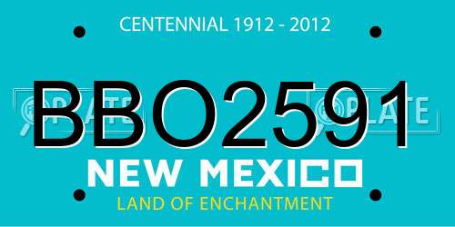 BBO2591 New Mexico License Plate