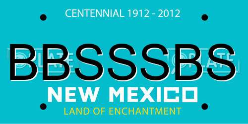 BBSSSBS New Mexico License Plate