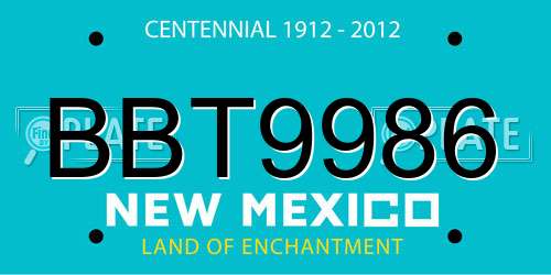 BBT9986 New Mexico License Plate