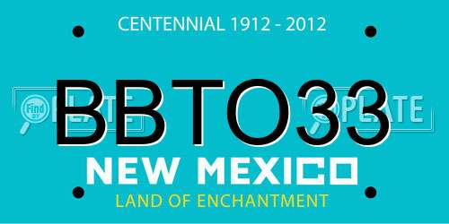 BBTO33 New Mexico License Plate