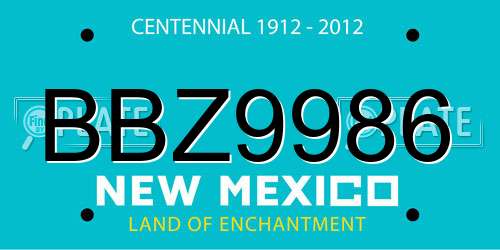 BBZ9986 New Mexico License Plate