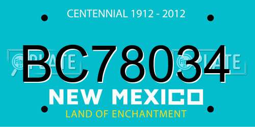 BC78034 New Mexico License Plate