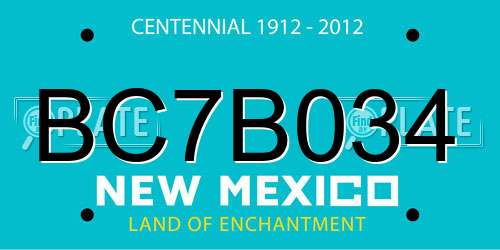 BC7B034 New Mexico License Plate