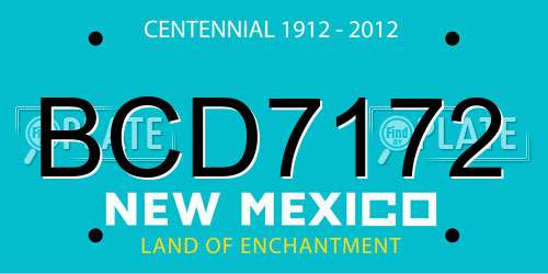 BCD7172 New Mexico License Plate