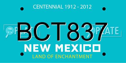BCT837 New Mexico License Plate
