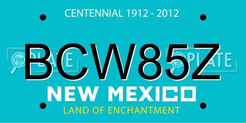 BCW85Z New Mexico License Plate