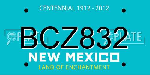 BCZ832 New Mexico License Plate