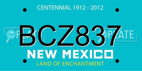 BCZ837 New Mexico License Plate