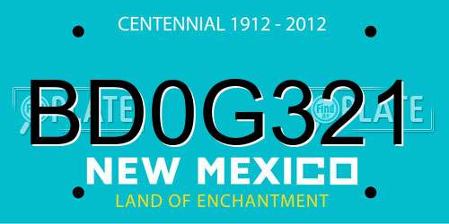 BD0G321 New Mexico License Plate