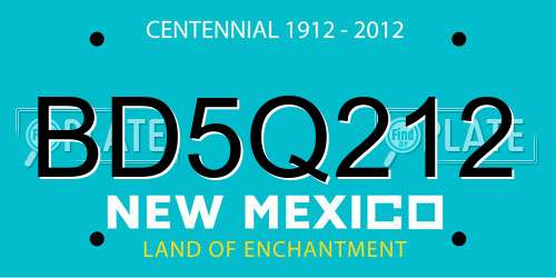 BD5Q212 New Mexico License Plate