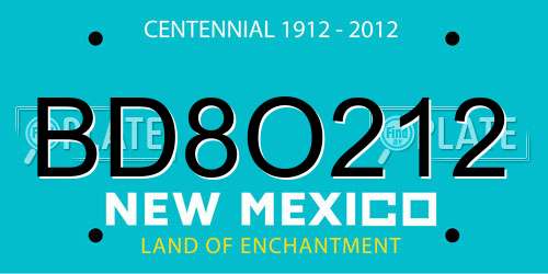 BD8O212 New Mexico License Plate