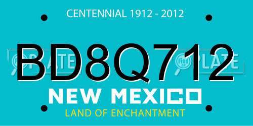 BD8Q712 New Mexico License Plate