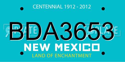 BDA3653 New Mexico License Plate