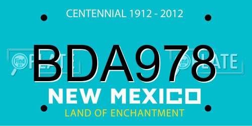 BDA978 New Mexico License Plate