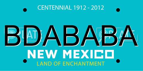BDABABA New Mexico License Plate