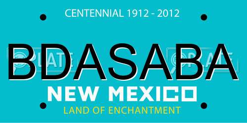 BDASABA New Mexico License Plate