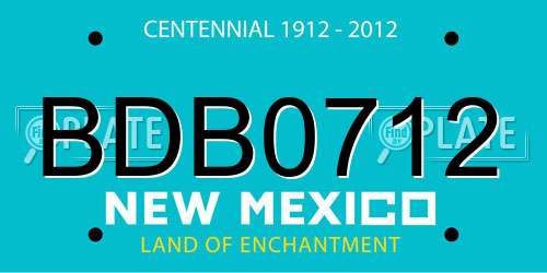 BDB0712 New Mexico License Plate