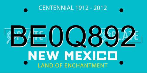 BE0Q892 New Mexico License Plate