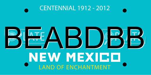 BEABDBB New Mexico License Plate