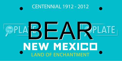 BEAR New Mexico License Plate