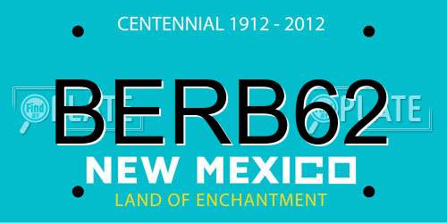 BERB62 New Mexico License Plate