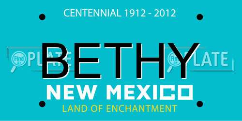 BETHY New Mexico License Plate